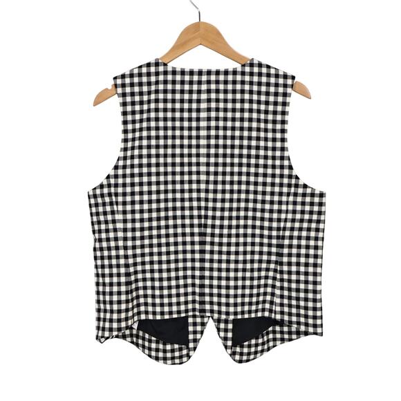Madewell Single Breasted Crewneck True Black Checkered Plaid Vest Size 14 NWT - Picture 6 of 8